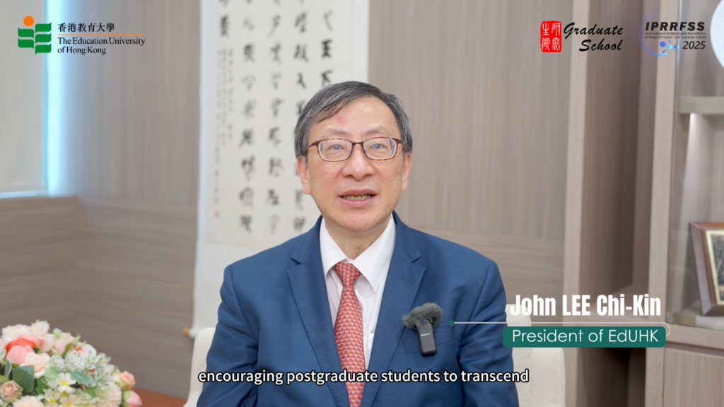 EdUHK President Prof John LEE Chi-kin delivers a welcoming speech through video