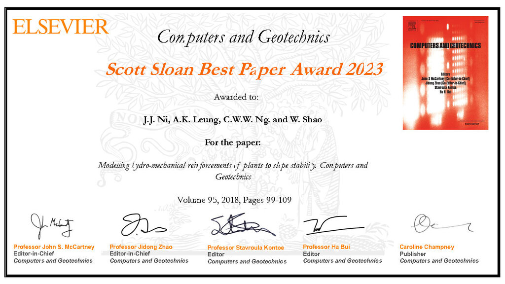 2023 Scott Sloan Best Paper Award certificate