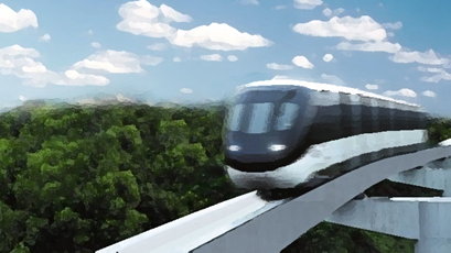 专属高架桥上的南港岛线（西段）智慧绿色集体运输系统（模拟效果，非实景图片）