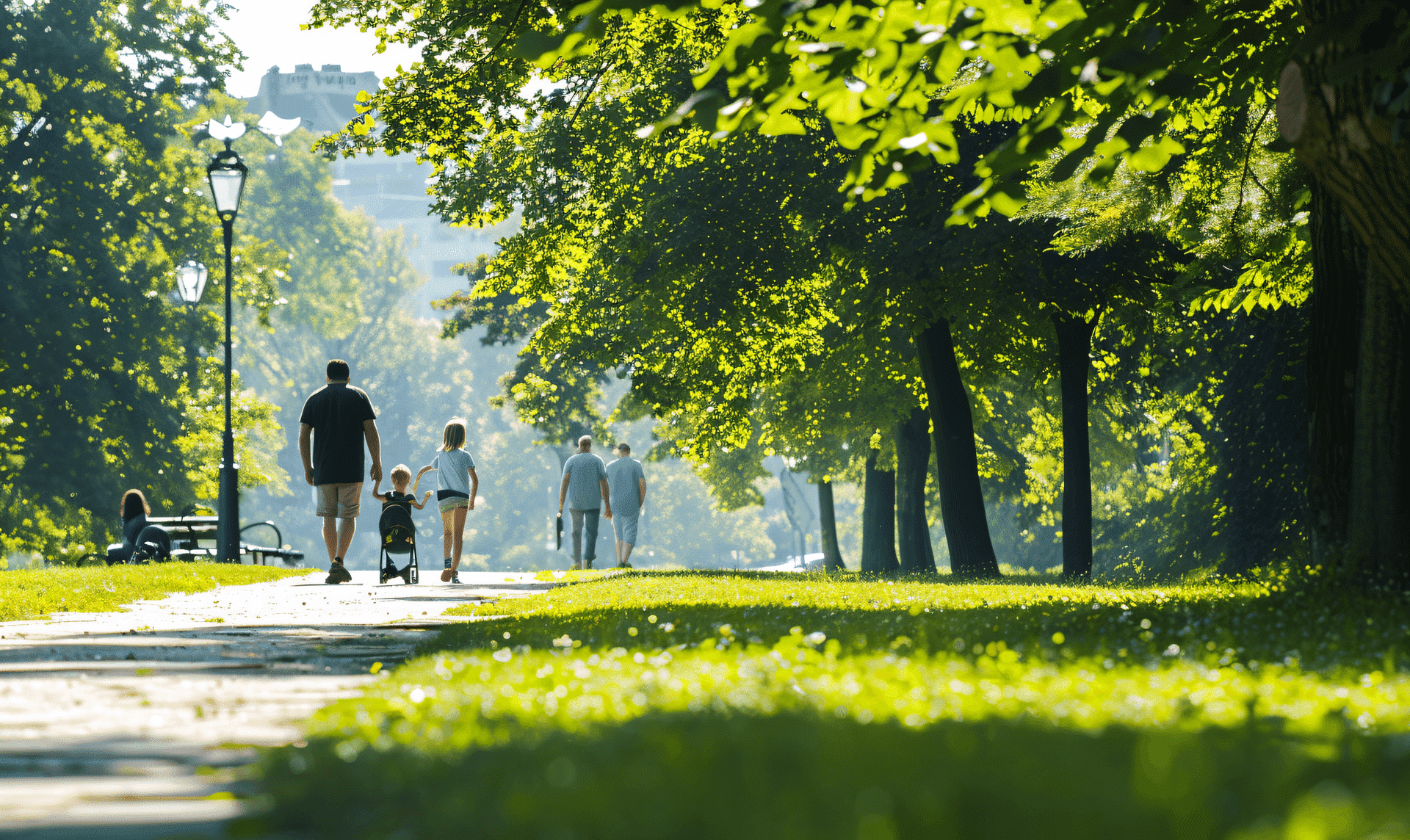 千库网_一家人公园散步_摄影图编号20617159