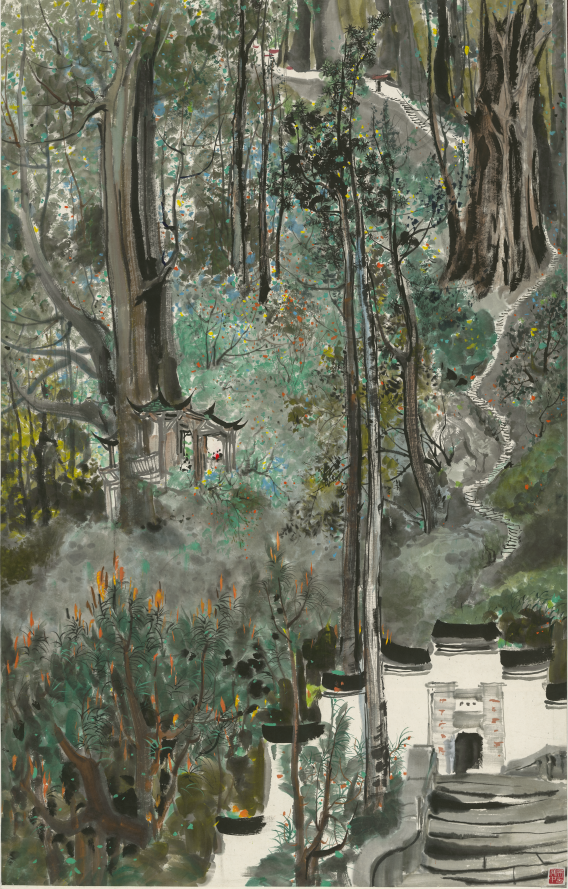 7、吴冠中Wu Guanzhong《青城天下幽》 Quiet and Secluded Qingcheng Mountain 纸本设色Ink and color on paper145x93cm1970年代末 The late 1970s