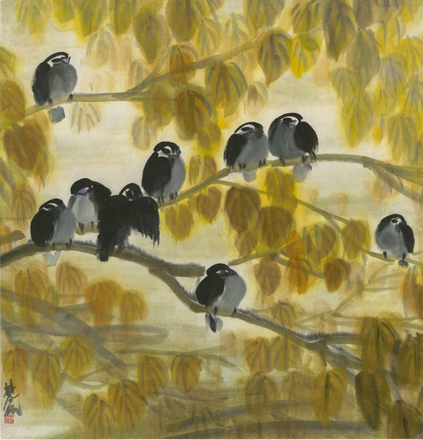 3、林风眠Lin Fengmian《秋》Autumn纸本设色Ink and color on paper 66x62cm 1960年代 1960s