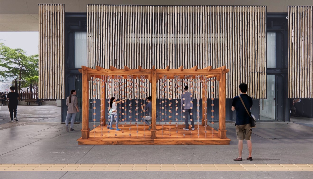 巨型鲁班锁“工”艺术装置 112_香港建造商会_鲁班节2024展览_鲁班锁_木工_艺术装置_l