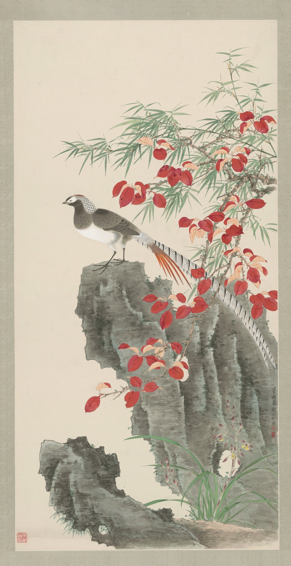 谢稚柳《红叶银雉》 109-006 谢稚柳(红叶银雉)